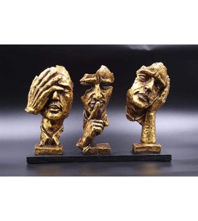 Three Modern Human Face Statue