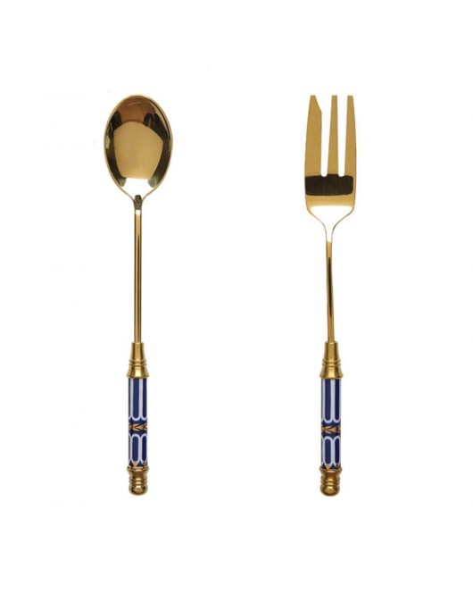Ceramic Handle Golden Stainless Spoon And Fork Ceramic Handle Golden Stainless Spoon And Fork