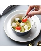 Ceramic Handle Golden Stainless Spoon And Fork Ceramic Handle Golden Stainless Spoon And Fork