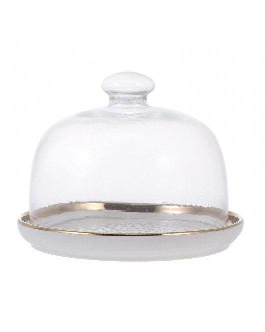 Decorative Glass Lid Cake Holder Tray